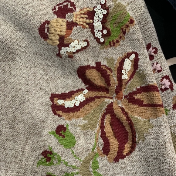 Anthropologie Knit and Knotted Embroidered Petals Swing Sweater Dress S - Picture 5 of 13